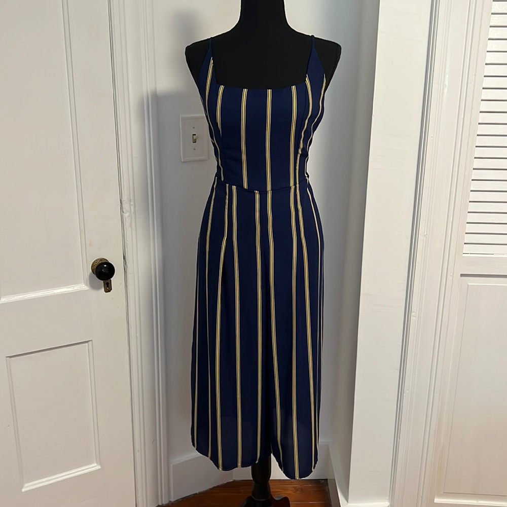 Cropped, wide leg, striped jumpsuit